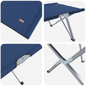 vidaXL Lit de camp pliant 2 pcs Bleu 194 x 62,5 x 42,5 cm