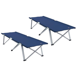 vidaXL Lit de camp pliant 2 pcs Bleu 194 x 62,5 x 42,5 cm