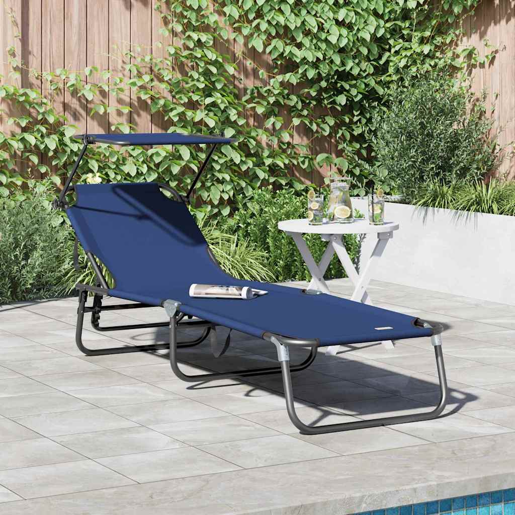 Klappbare Sonnenliege Blau Oxford