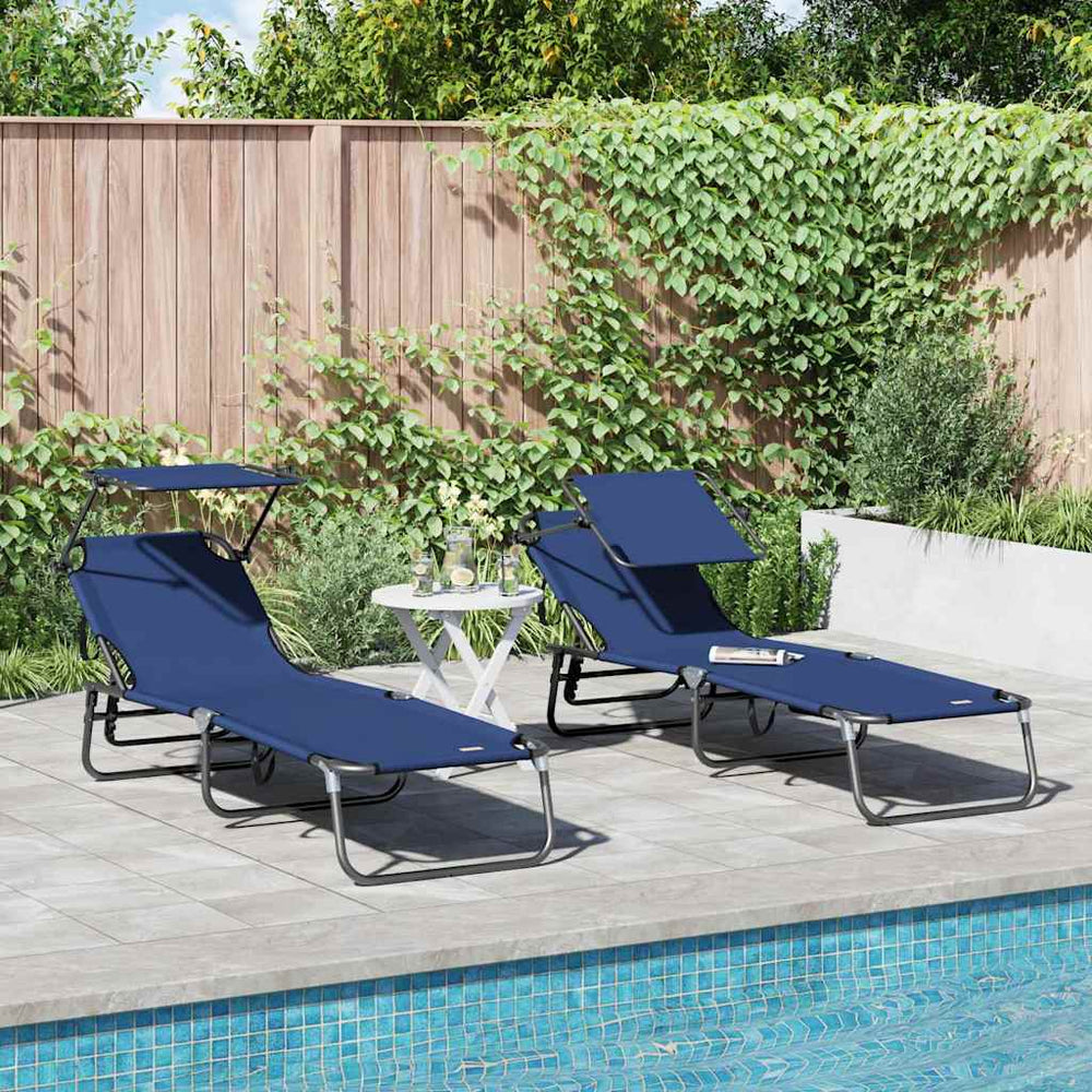 Klappbare Sonnenliege 2er Set Blau