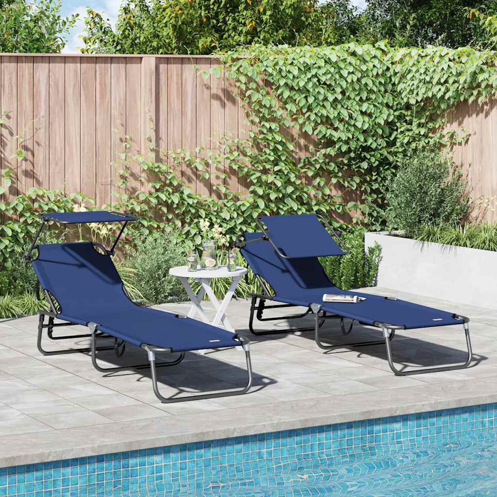 Klappbare Sonnenliege 2er Set Blau