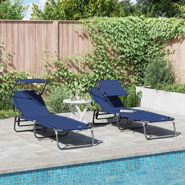 Klappbare Sonnenliege 2er Set Blau
