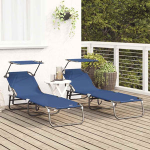 Klappbare Sonnenliege 2er Set Blau
