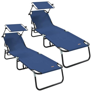 Klappbare Sonnenliege 2er Set Blau
