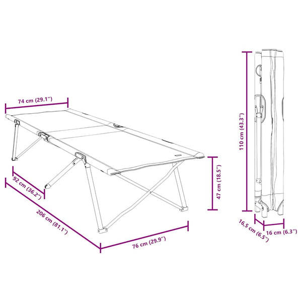 Klappbares Campingbett Blatt Wald 206cm