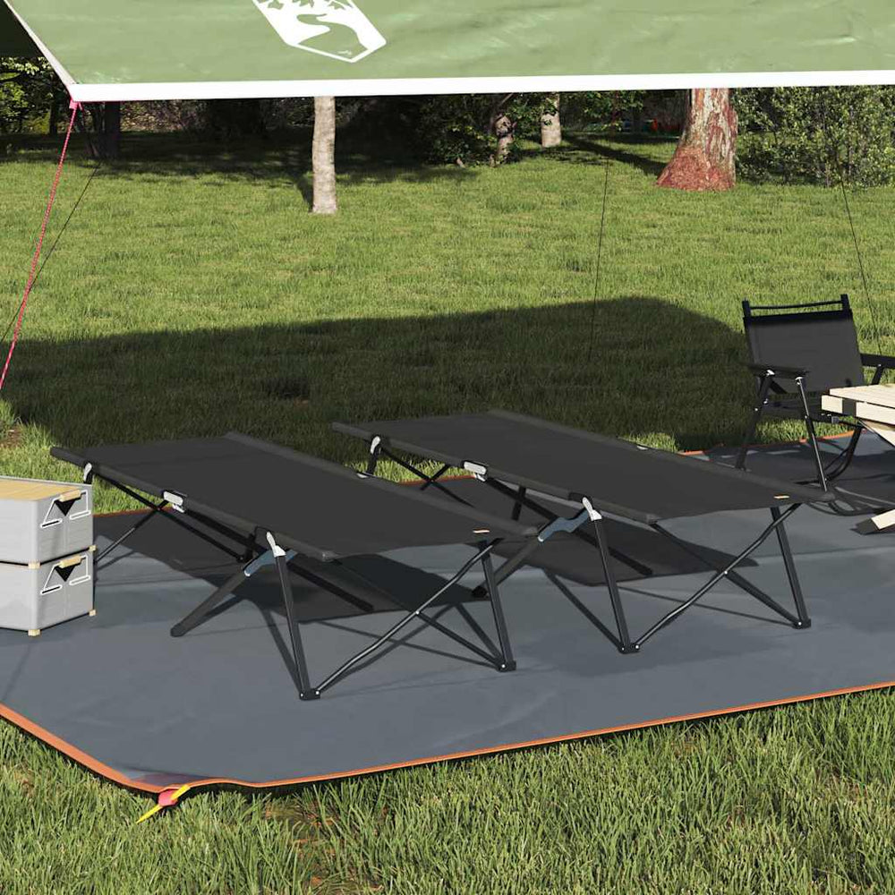 Klappbare Campingbetten, 2 Stk., Schwarz