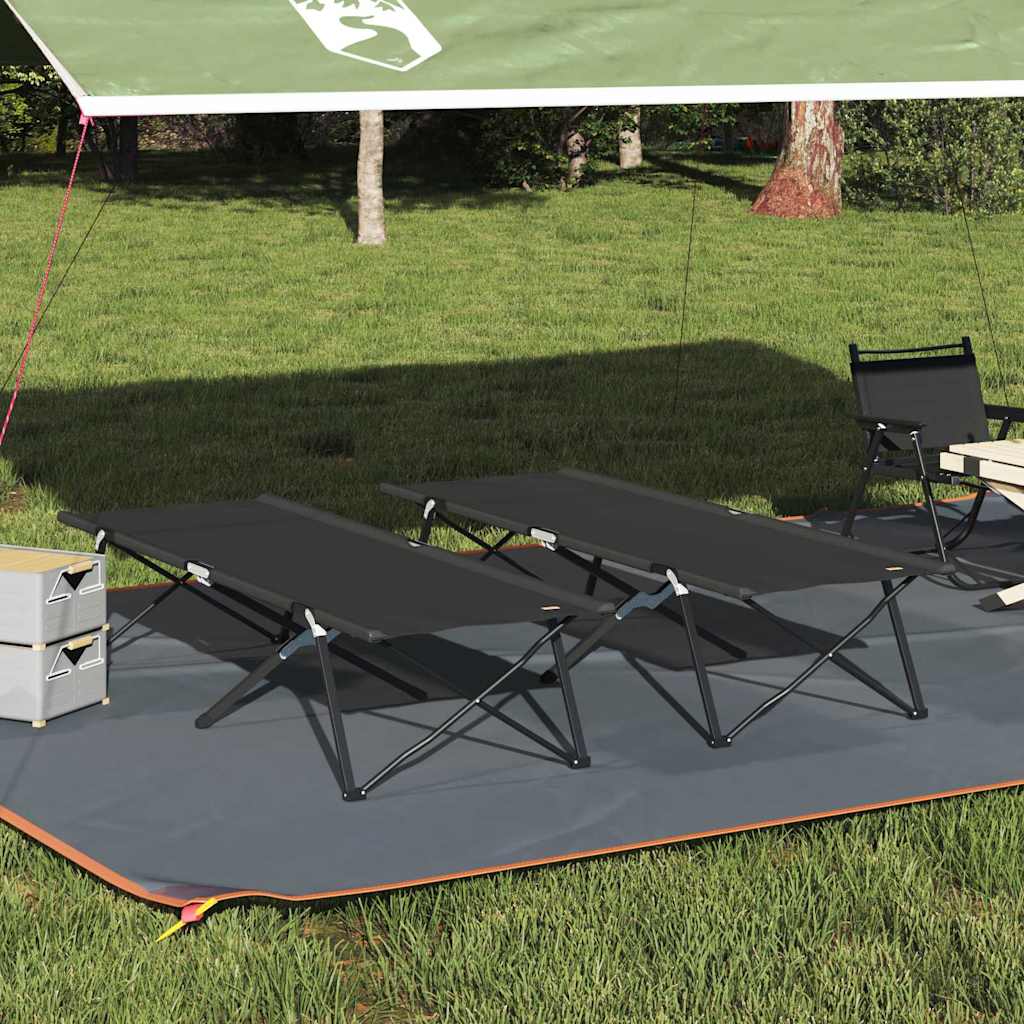 Klappbare Campingbetten, 2 Stk., Schwarz