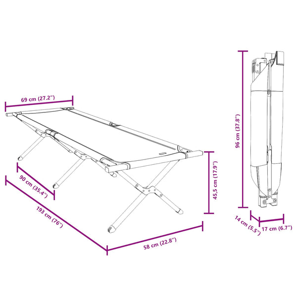 Klappbares Campingbett Grün 193 cm