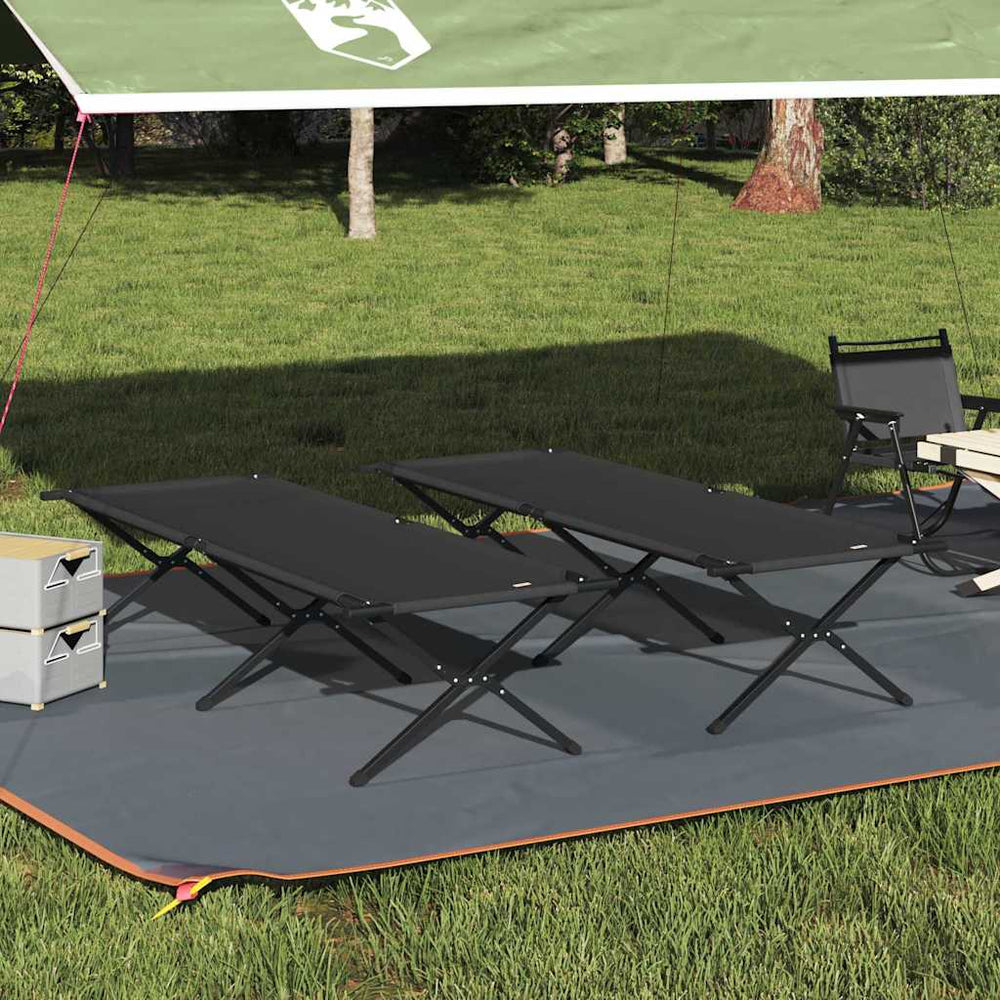 Klappbares Campingbett 2er-Set Schwarz