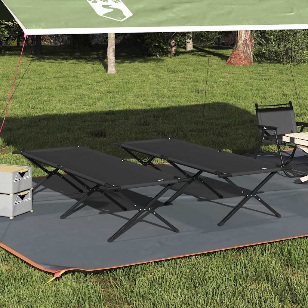 Klappbares Campingbett 2er-Set Schwarz