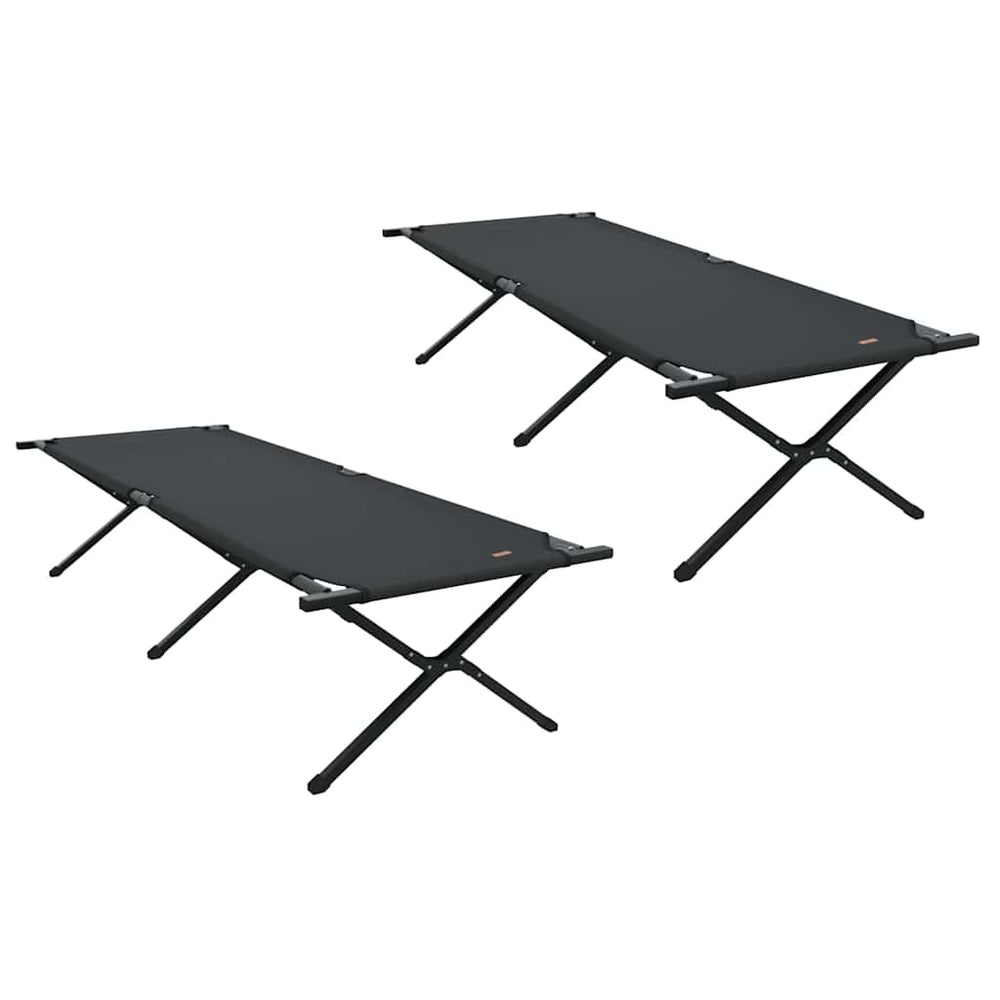 Klappbares Campingbett 2er-Set Schwarz