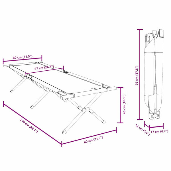 Klappbares Campingbett 2er-Set Schwarz