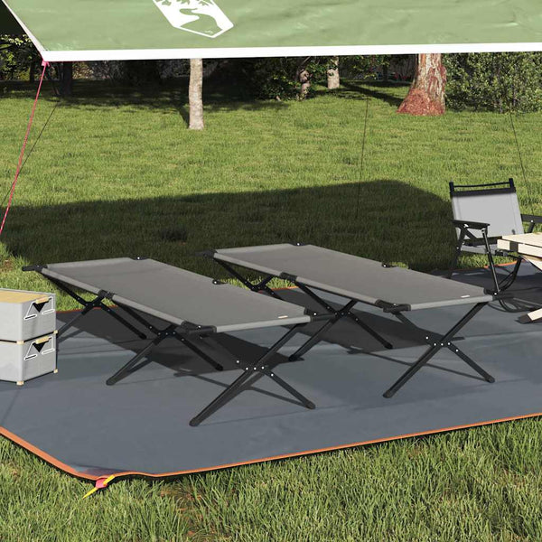 Klappbares Feldbett 2er-Set, Grau, 210 cm