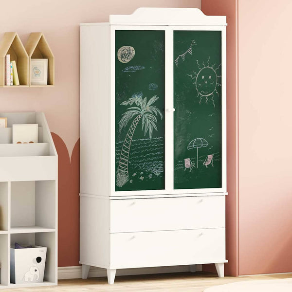 Kreidetafel Kleiderschrank Weiß 90x45x180cm