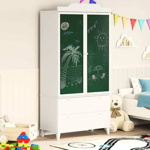 Kreidetafel Kleiderschrank Weiß 90x45x180cm