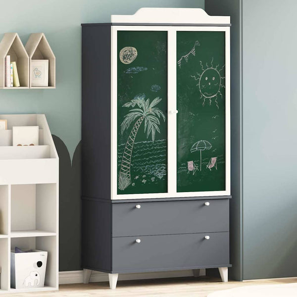 Kreidetafel Kleiderschrank Grau/Weiß 180cm