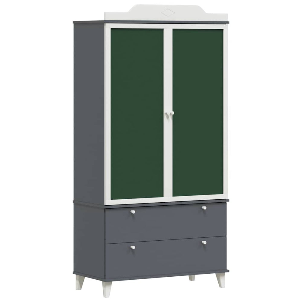 Kreidetafel Kleiderschrank Grau/Weiß 180cm