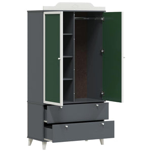 Kreidetafel Kleiderschrank Grau/Weiß 180cm
