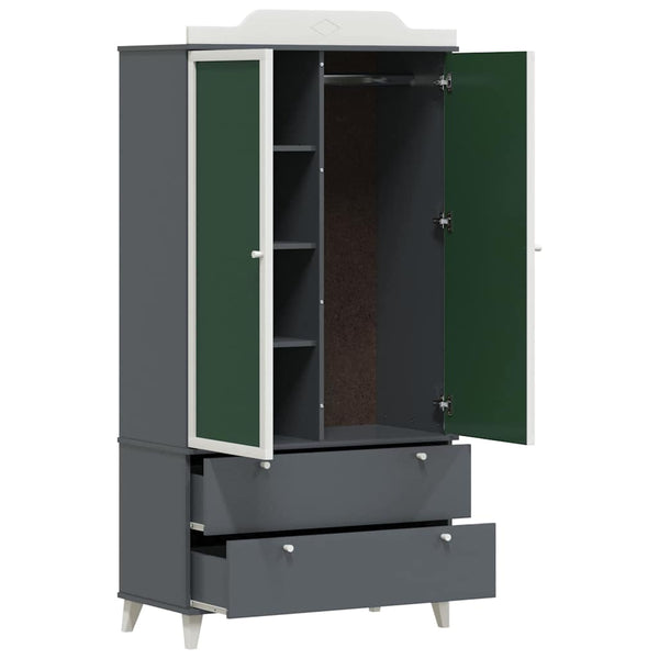 Kreidetafel Kleiderschrank Grau/Weiß 180cm