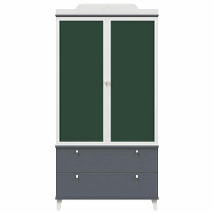 Kreidetafel Kleiderschrank Grau/Weiß 180cm