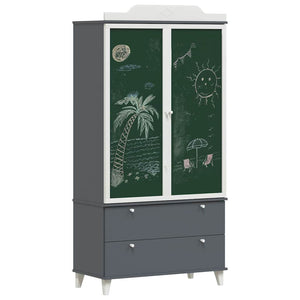 Kreidetafel Kleiderschrank Grau/Weiß 180cm