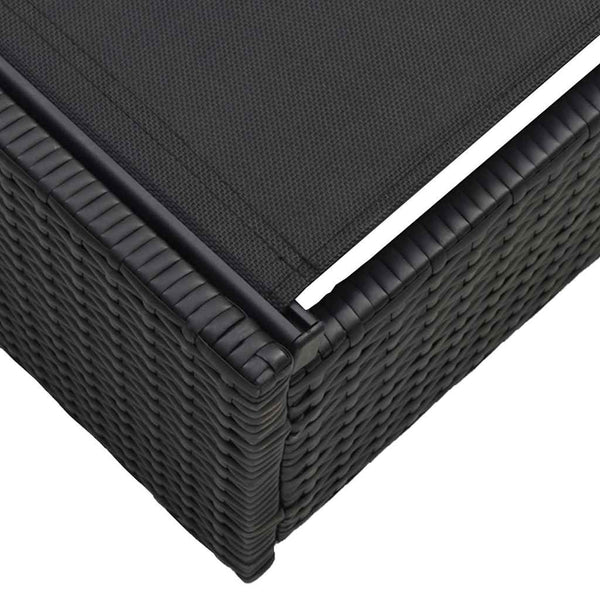 Schwarze Poly-Rattan Sonnenliege