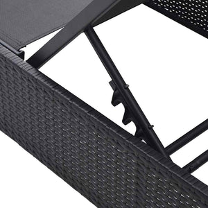 Schwarze Poly-Rattan Sonnenliege