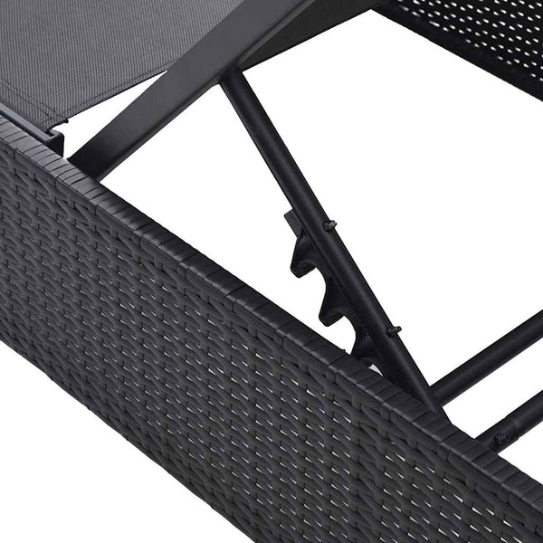 Schwarze Poly-Rattan Sonnenliege