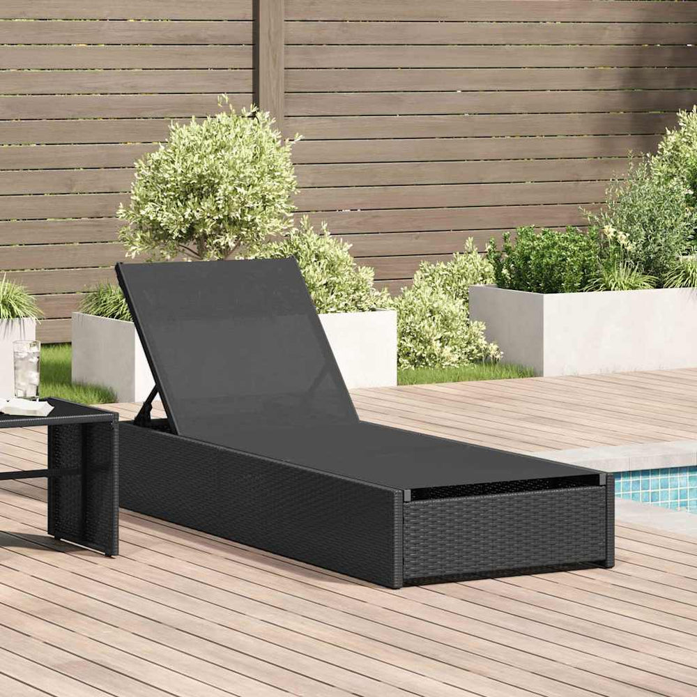 Schwarze Poly-Rattan Sonnenliege