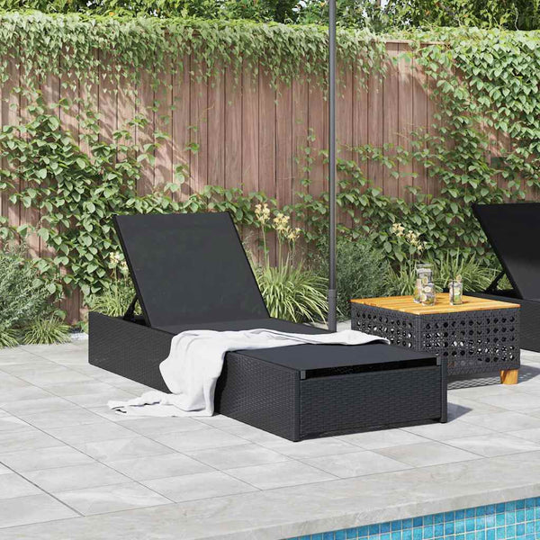 Schwarze Poly-Rattan Sonnenliege