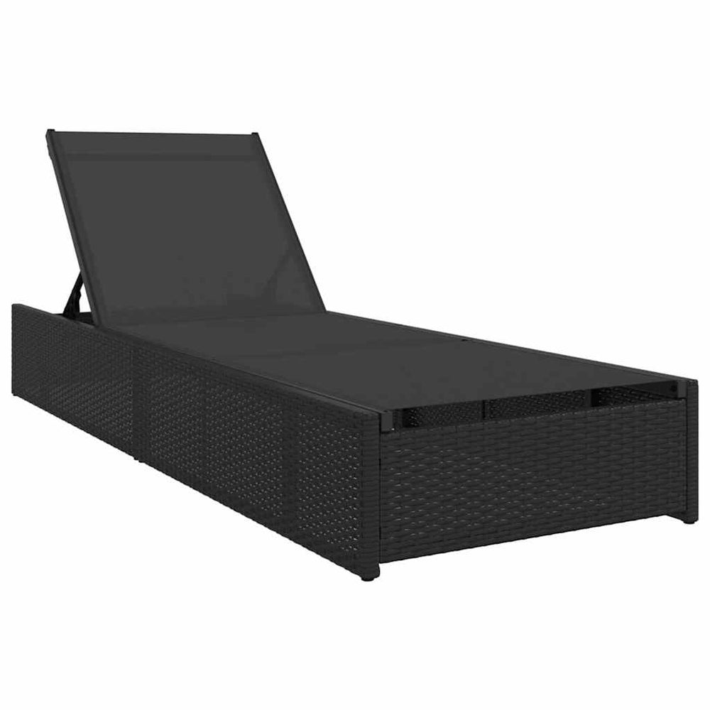 Schwarze Poly-Rattan Sonnenliege