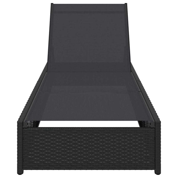 Schwarze Poly-Rattan Sonnenliege