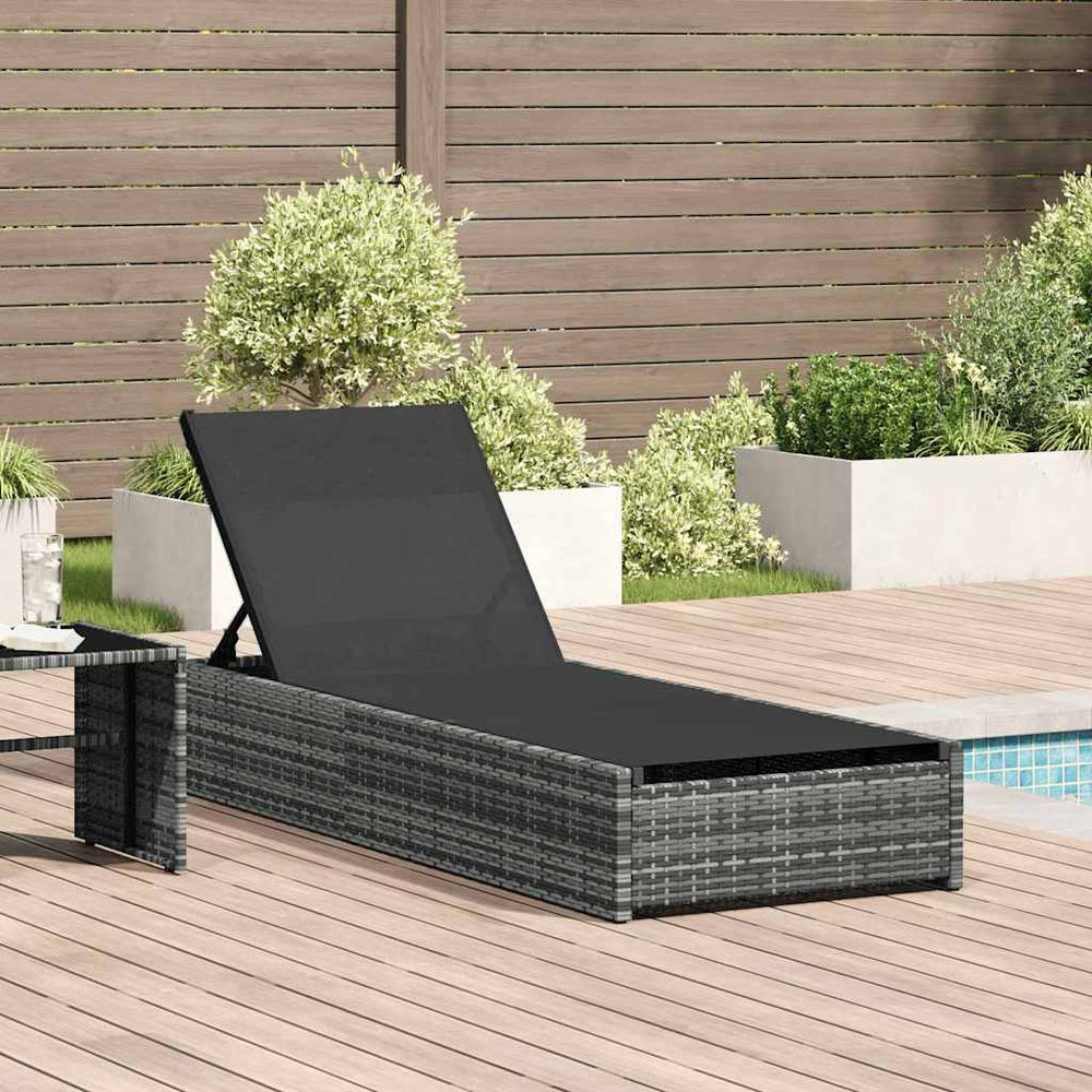 Graue Poly-Rattan Sonnenliege