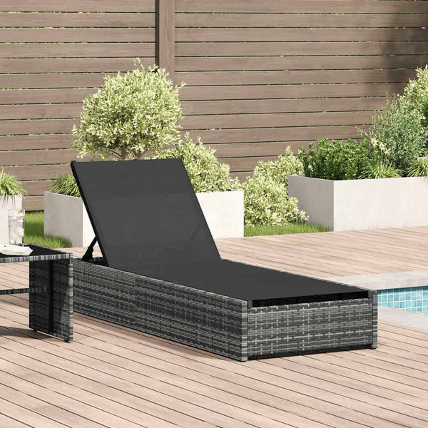 Graue Poly-Rattan Sonnenliege