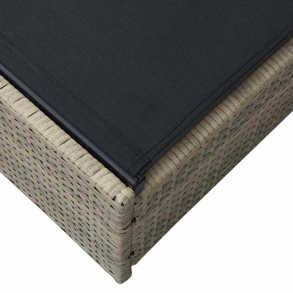 Beige Poly-Rattan Sonnenliege