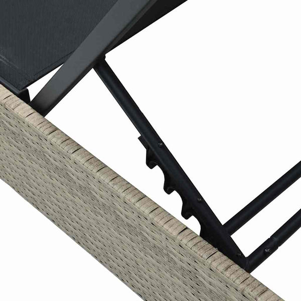 Beige Poly-Rattan Sonnenliege