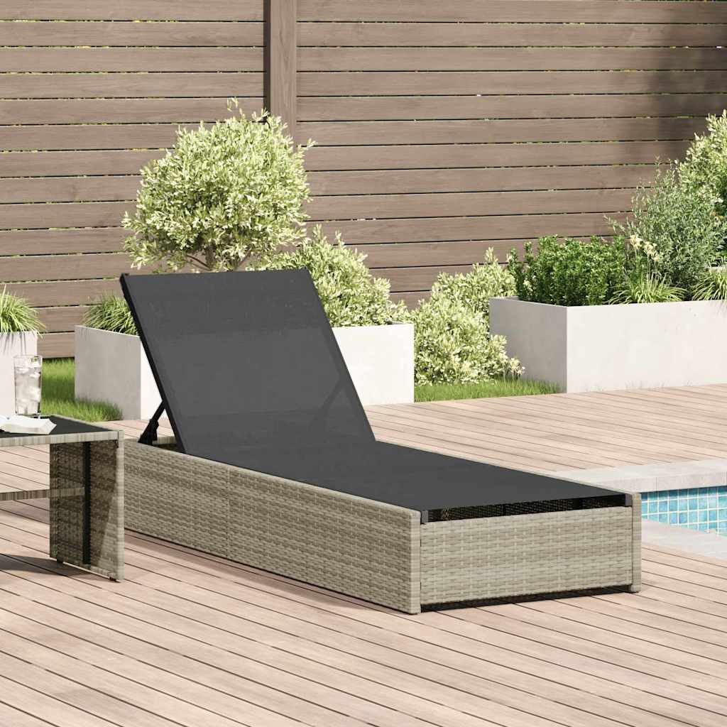 Beige Poly-Rattan Sonnenliege