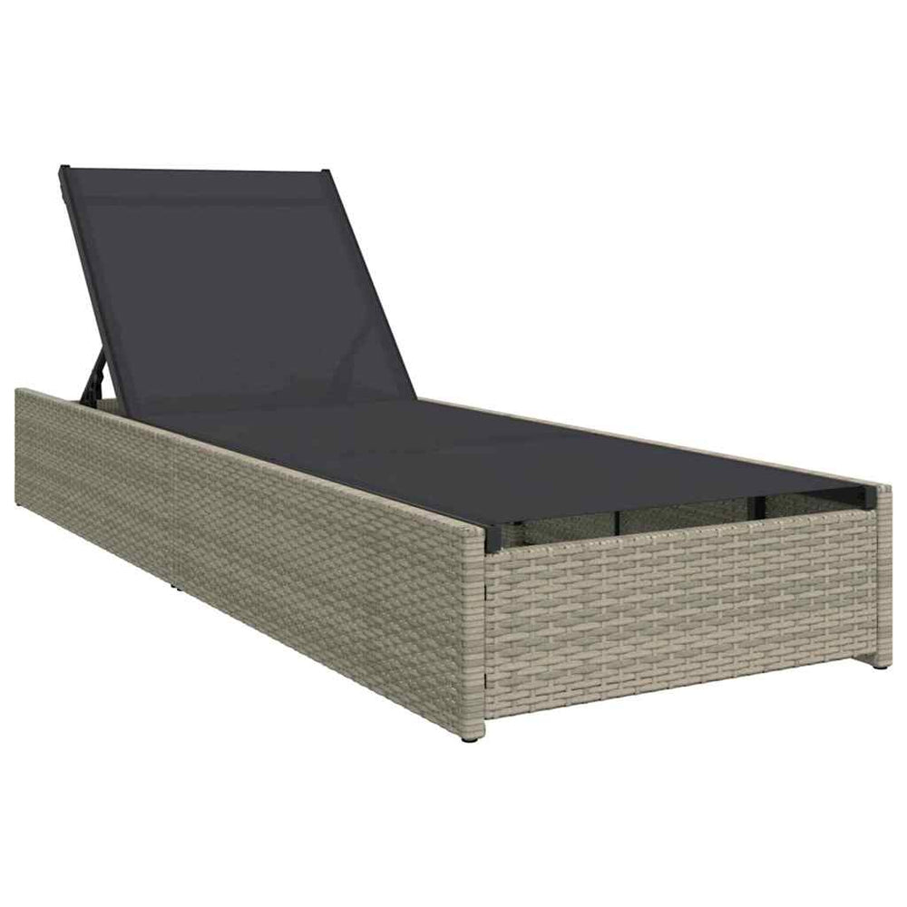 Beige Poly-Rattan Sonnenliege