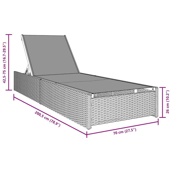 Beige Poly-Rattan Sonnenliege