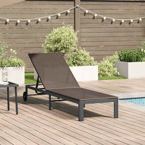 vidaXL Chaise longue pour 1 personne marron 206 x 62,5 x 74 cm en résine tressée