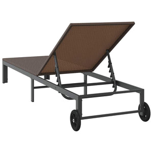 vidaXL Chaise longue pour 1 personne marron 206 x 62,5 x 74 cm en résine tressée