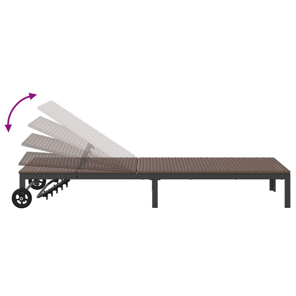 vidaXL Chaise longue pour 1 personne marron 206 x 62,5 x 74 cm en résine tressée