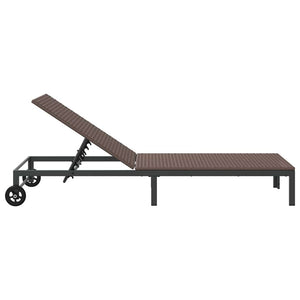 vidaXL Chaise longue pour 1 personne marron 206 x 62,5 x 74 cm en résine tressée