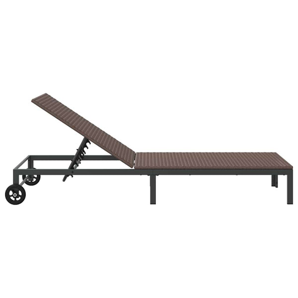 vidaXL Chaise longue pour 1 personne marron 206 x 62,5 x 74 cm en résine tressée