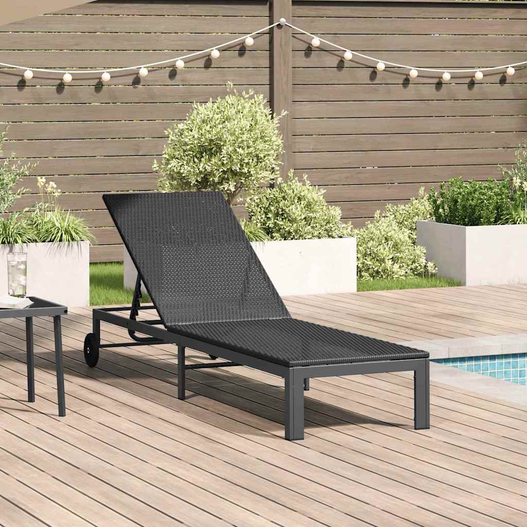 Schwarze Poly-Rattan Sonnenliege