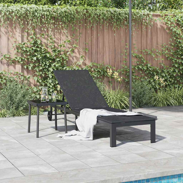 Schwarze Poly-Rattan Sonnenliege