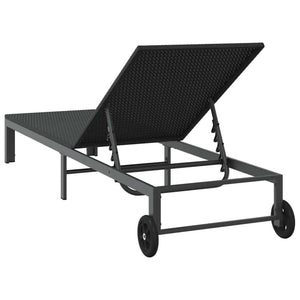 Schwarze Poly-Rattan Sonnenliege