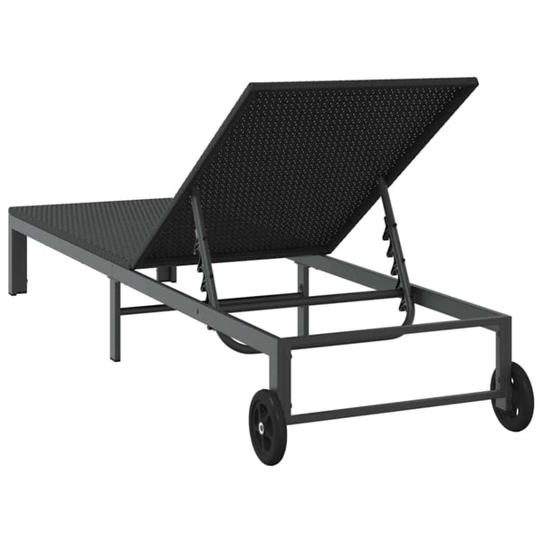 Schwarze Poly-Rattan Sonnenliege