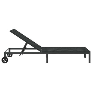 Schwarze Poly-Rattan Sonnenliege