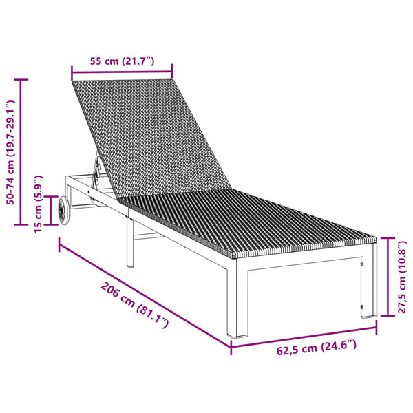Schwarze Poly-Rattan Sonnenliege